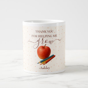 Grande Tasse Aquarelle Enseignant Apple - Cadeau Merci