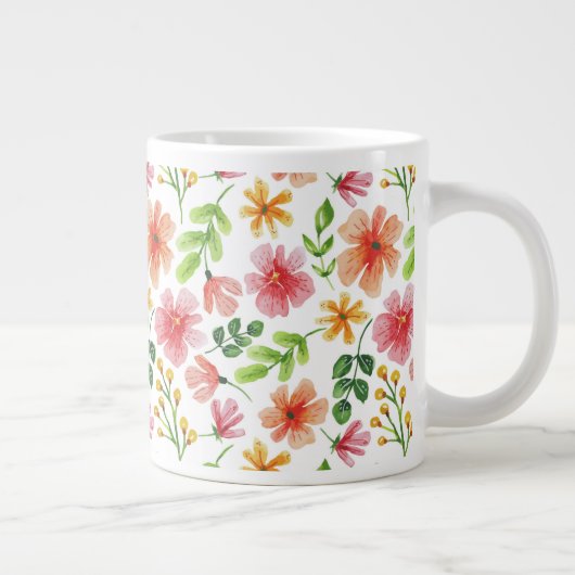 Grande Tasse Aquarelle Fleurs roses Motif-69677 (Droite)