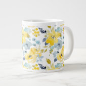 Grande Tasse Aquarelle jaune et bleu Motif (Devant droit)