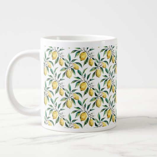 Grande Tasse Aquarelle moderne Motif jaune citron (Gauche)