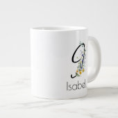 Grande Tasse Aquarelle monogramme de l'employeur du cadeau de r (Devant droit)