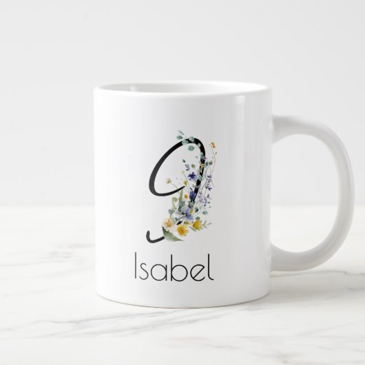 Grande Tasse Aquarelle monogramme de l'employeur du cadeau de r (Droite)
