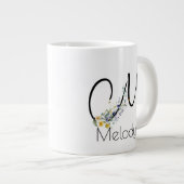 Grande Tasse Aquarelle monogramme de l'employeur du cadeau de r (Devant droit)