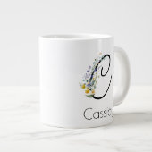 Grande Tasse Aquarelle monogramme de l'employeur du cadeau de r (Devant droit)