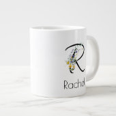 Grande Tasse Aquarelle monogramme de l'employeur du cadeau de r (Devant droit)