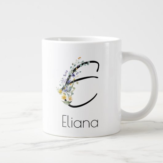 Grande Tasse Aquarelle monogramme de l'employeur du cadeau de r (Droite)