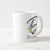 Grande Tasse Aquarelle monogramme de l'employeur du cadeau de r (Devant droit)