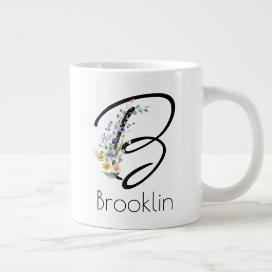 Grande Tasse Aquarelle monogramme de l'employeur du cadeau de r (Droite)