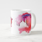 Grande Tasse Aquarelle Mosquée Ramadan Rouges et pourpres (Devant droit)