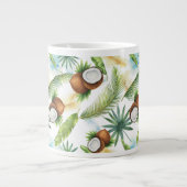 Grande Tasse Aquarelle Motif de noix de coco tropicale (Devant)