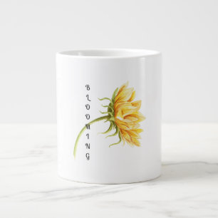 Grande Tasse Aquarelle Tournesol Avec Musique De Texte "Bloomin