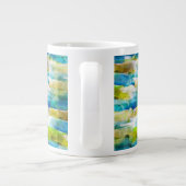 Grande Tasse Aquarelle vert abstrait, bleu (Dos)