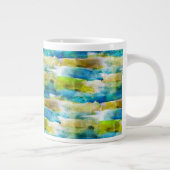 Grande Tasse Aquarelle vert abstrait, bleu (Droite)