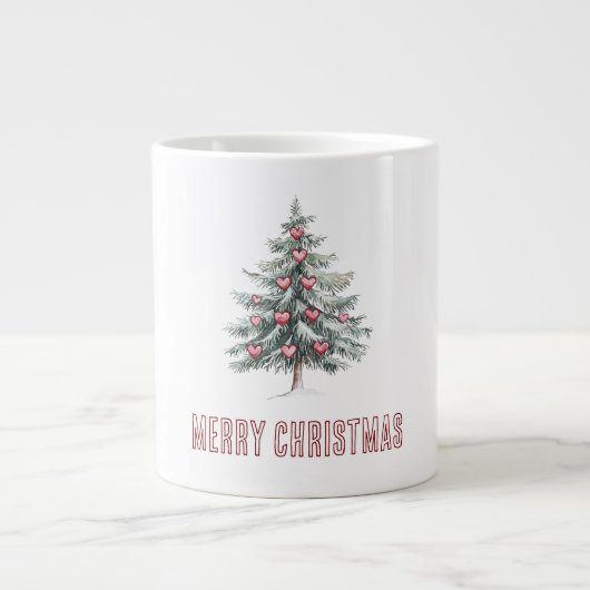 Grande Tasse Arbre de Noël aux coeurs (Devant)