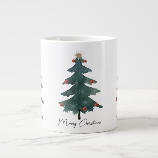 Grande Tasse Arbre de Noël vert Ornements Joyeux Noël (Devant)