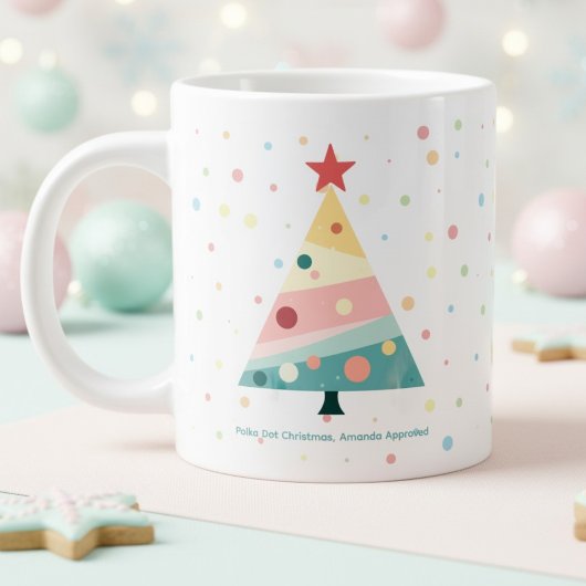 Grande Tasse Arbre de Noël Whimssical Pastel Polka Dot