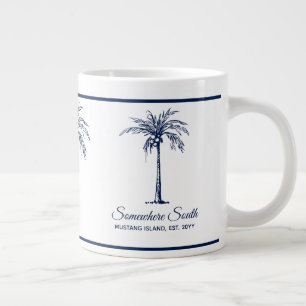 Grande Tasse Arbre de palme bleu élégant personnalisé
