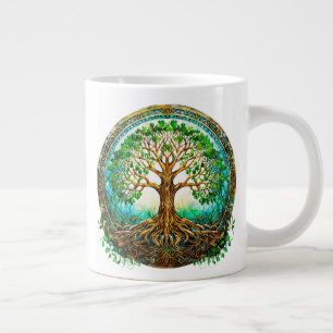 Grande Tasse Arbre de vie celtique en vert émeraude