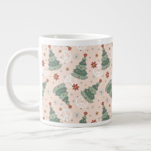 Grande Tasse Arbres de Noël et signes de paix Motif