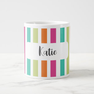 Grande Tasse Arc-en-ciel bandes verticales coloré rétro multico