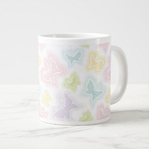 Grande Tasse Arrière - plan avec papillons en aquarelle