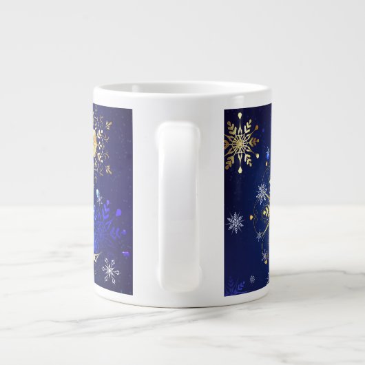 Grande Tasse Arrière - plan Bleu XMAS avec des flocons de neige (Dos)