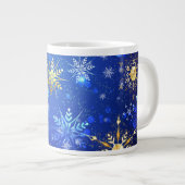Grande Tasse Arrière - plan Bleu XMAS avec des flocons de neige (Devant droit)