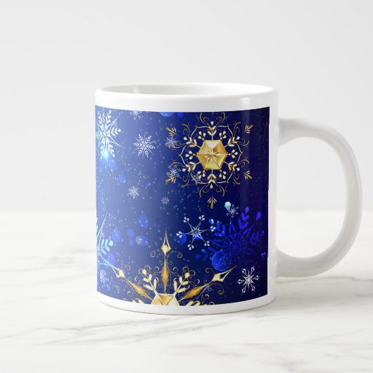Grande Tasse Arrière - plan Bleu XMAS avec des flocons de neige (Droite)