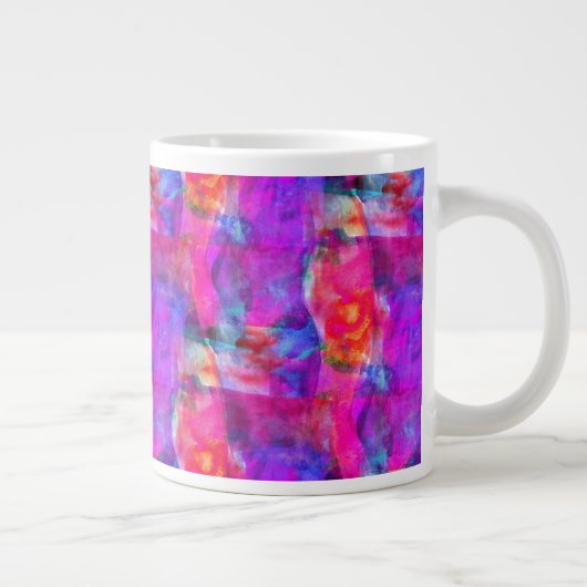 Grande Tasse arrière - plan de texture rose, bleue et rouge (Droite)