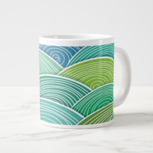 Grande Tasse Arrière - plan des vagues vertes abstraites