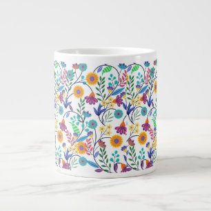 Grande Tasse Arrière - plan floral exotique coloré Motif-23145