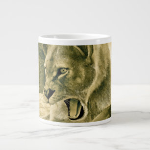 Grande Tasse Art dramatique de la lionne safari faune