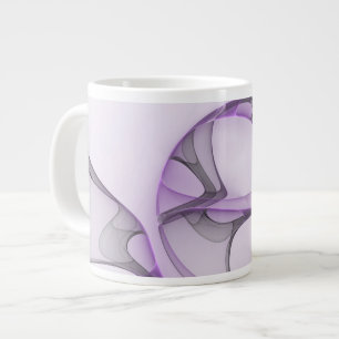 Grande Tasse Art fractal abstrait moderne lavande gris