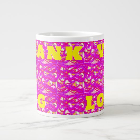 Grande Tasse Art rose fluffy thanyou thème grandes lettres (Devant)