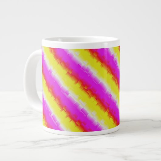 Grande Tasse Artdeco rose Jaune Artdeco Arc-en-ciel rayures (Devant gauche)