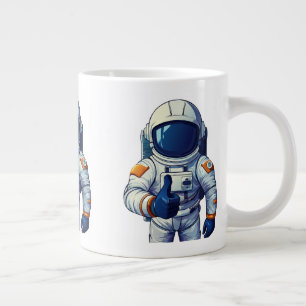 Grande Tasse astronaute en combinaison spatiale faisant un pouc
