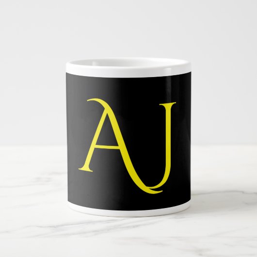 Grande Tasse Attractive Monogram Yellow Black Modern Minimalist (Devant)