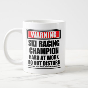 Grande Tasse Avertissement Champion De Course De Ski Dur Au Tra