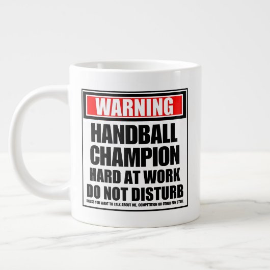 Grande Tasse Avertissement Champion De Handball Dur Au Travail (Gauche)