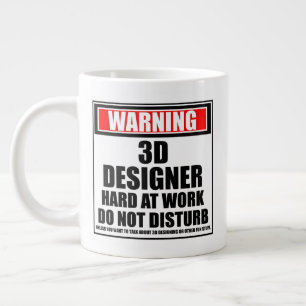 Grande Tasse Avertissement Concepteur 3D dur au travail ne déra