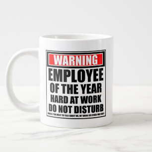 Grande Tasse Avertissement Employé De L'Année Dur Au Travail