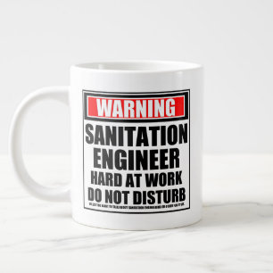 Grande Tasse Avertissement Ingénieur Sanitaire Dur Au Travail