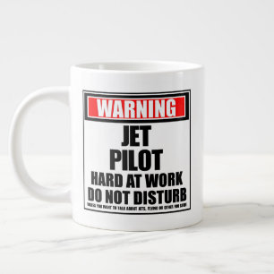 Grande Tasse Avertissement Jet Pilote Dur Au Travail Ne Dérange