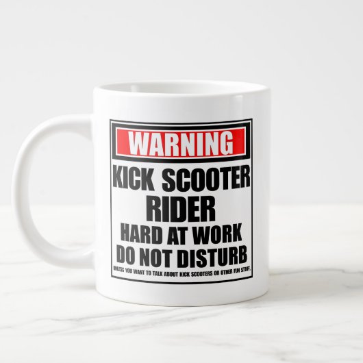 Grande Tasse Avertissement Kick Scooter Rider dur au travail (Gauche)