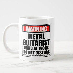 Grande Tasse Avertissement Metal Guitariste Dur Au Travail