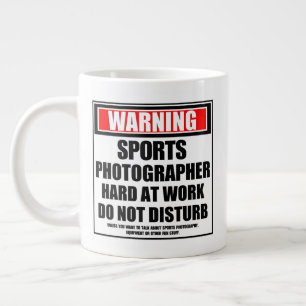 Grande Tasse Avertissement Photographe sportif Dur Au Travail