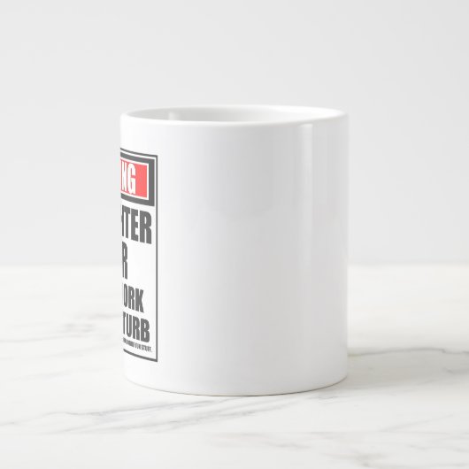Grande Tasse Avertissement Pompier Diver Dur Au Travail (Devant)