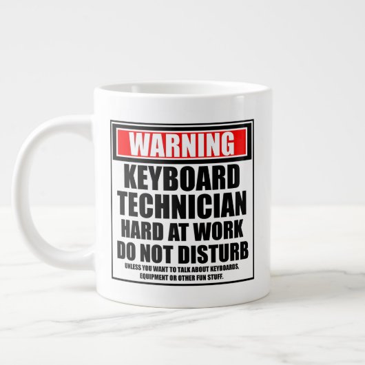Grande Tasse Avertissement Technicien Clavier Dur Au Travail (Gauche)