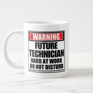 Grande Tasse Avertissement Technicien Futur Dur Au Travail