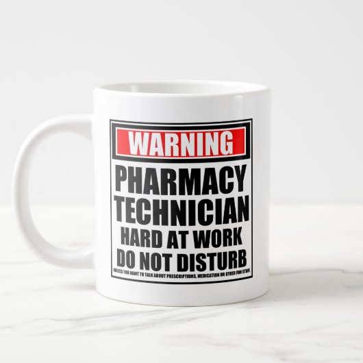 Grande Tasse Avertissement Technicien Pharmaceutique Dur Au Tra (Gauche)